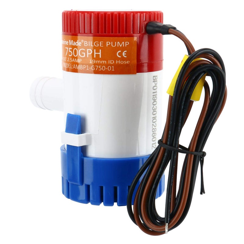 Amarine Made Bilge Pump, 12v Submersible Water Pump - 750gph for Ponds, Pools, Fishing Boats, RV and Marine Use - Image 1